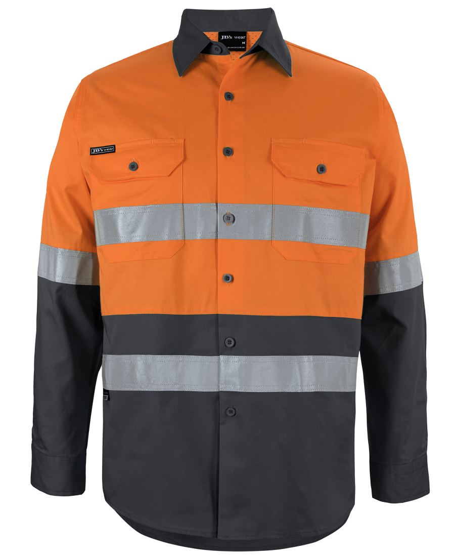 6DNWL JB's Hi Vis LS (D+N) 150G Work Shirt - Image 2