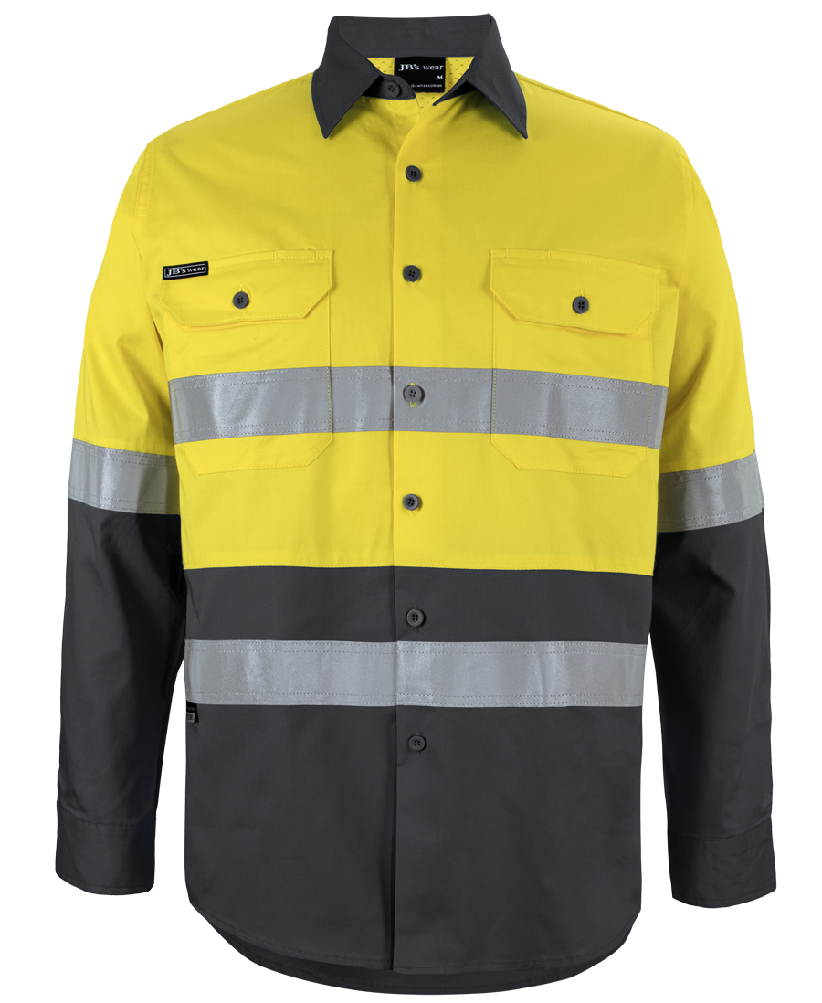 6DNWL JB's Hi Vis LS (D+N) 150G Work Shirt