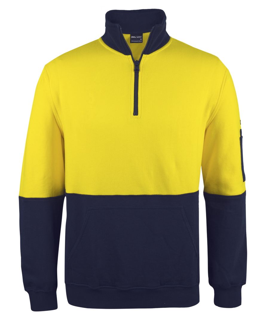 6HVFM JB's Hi Vis 310 Cotton 1/2 Zip Fleece - Image 2