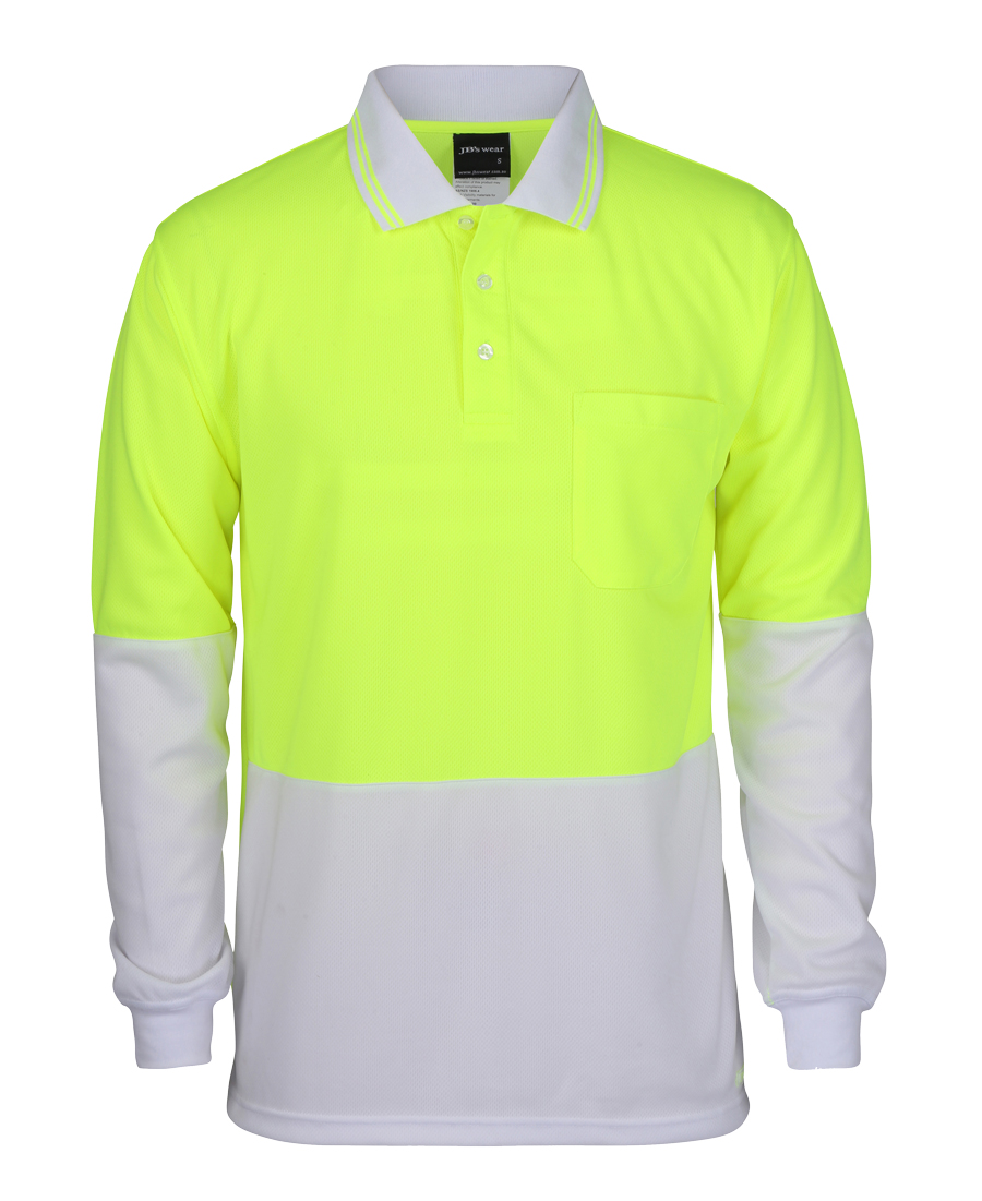 6HVPL JB's Hi Vis LS Traditional Polo - Image 4