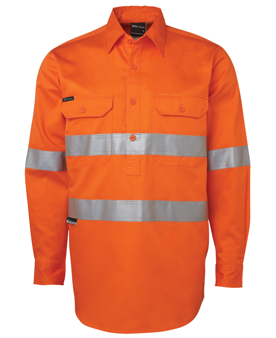 6HWCF JB's Hi Vis (D+N) Close Front LS Shirt 190G - Image 4