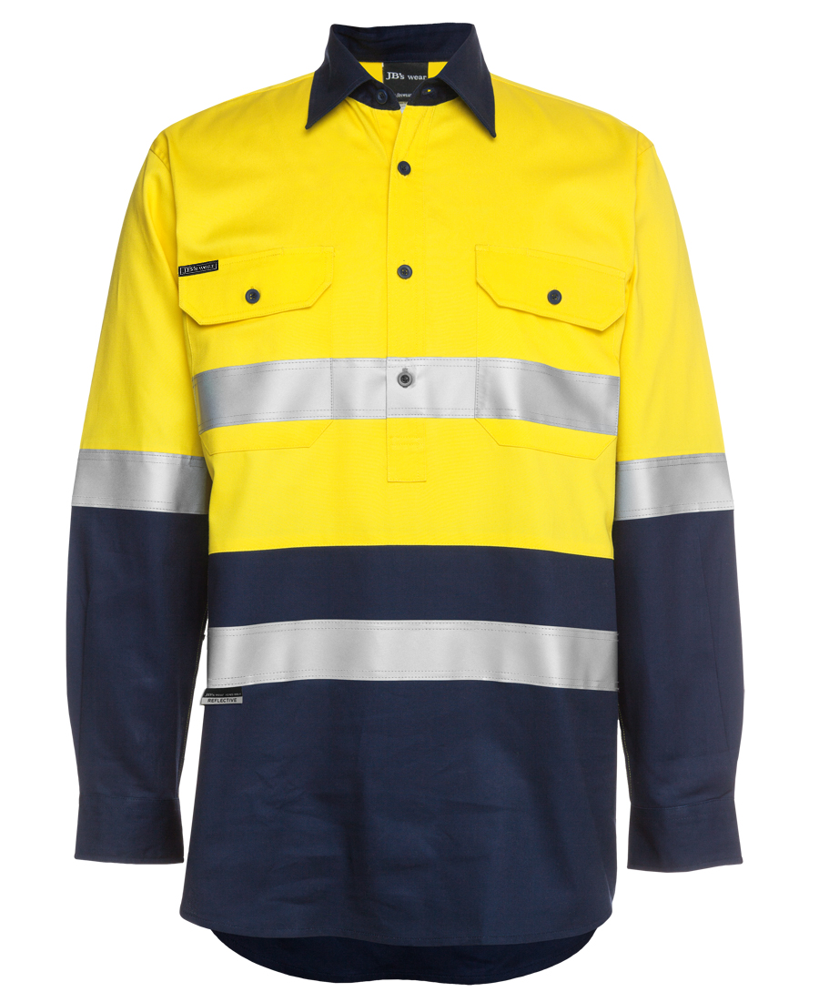 6HWCF JB's Hi Vis (D+N) Close Front LS Shirt 190G - Image 3