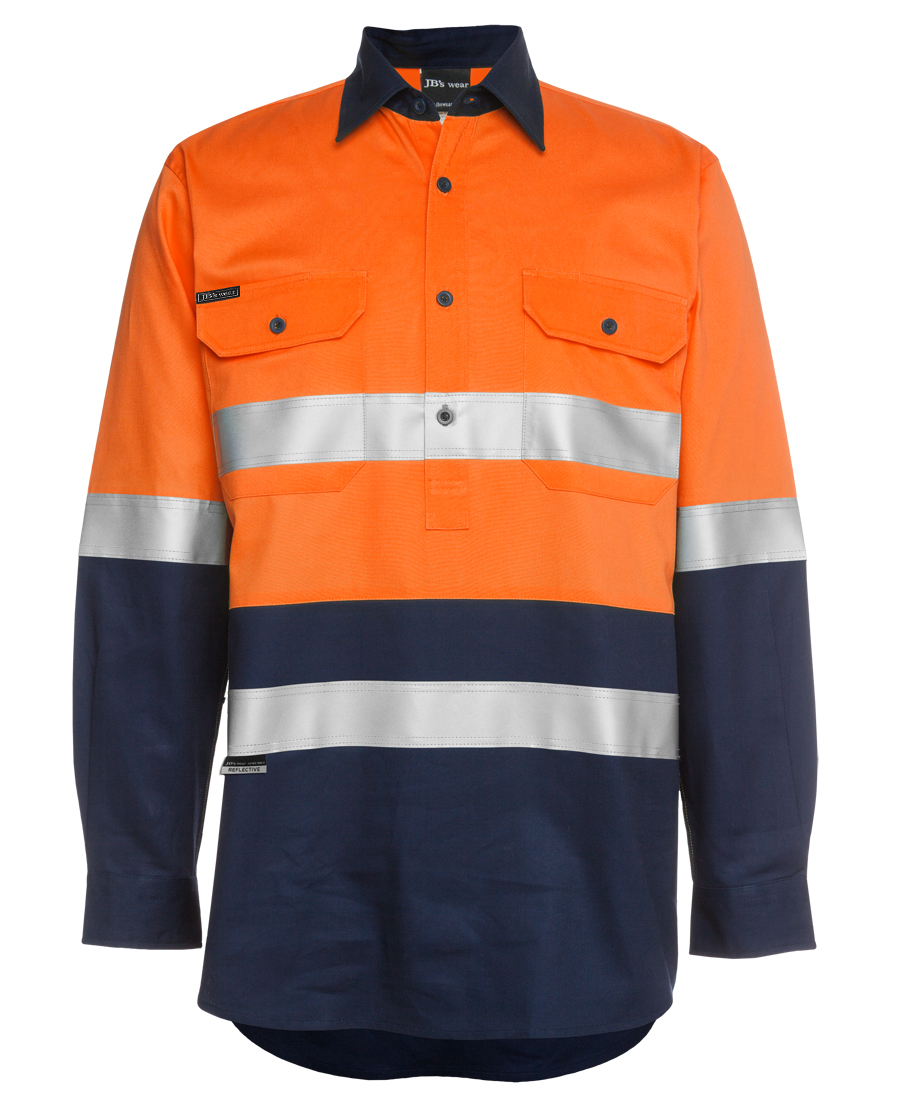 6HWCF JB's Hi Vis (D+N) Close Front LS Shirt 190G - Image 2