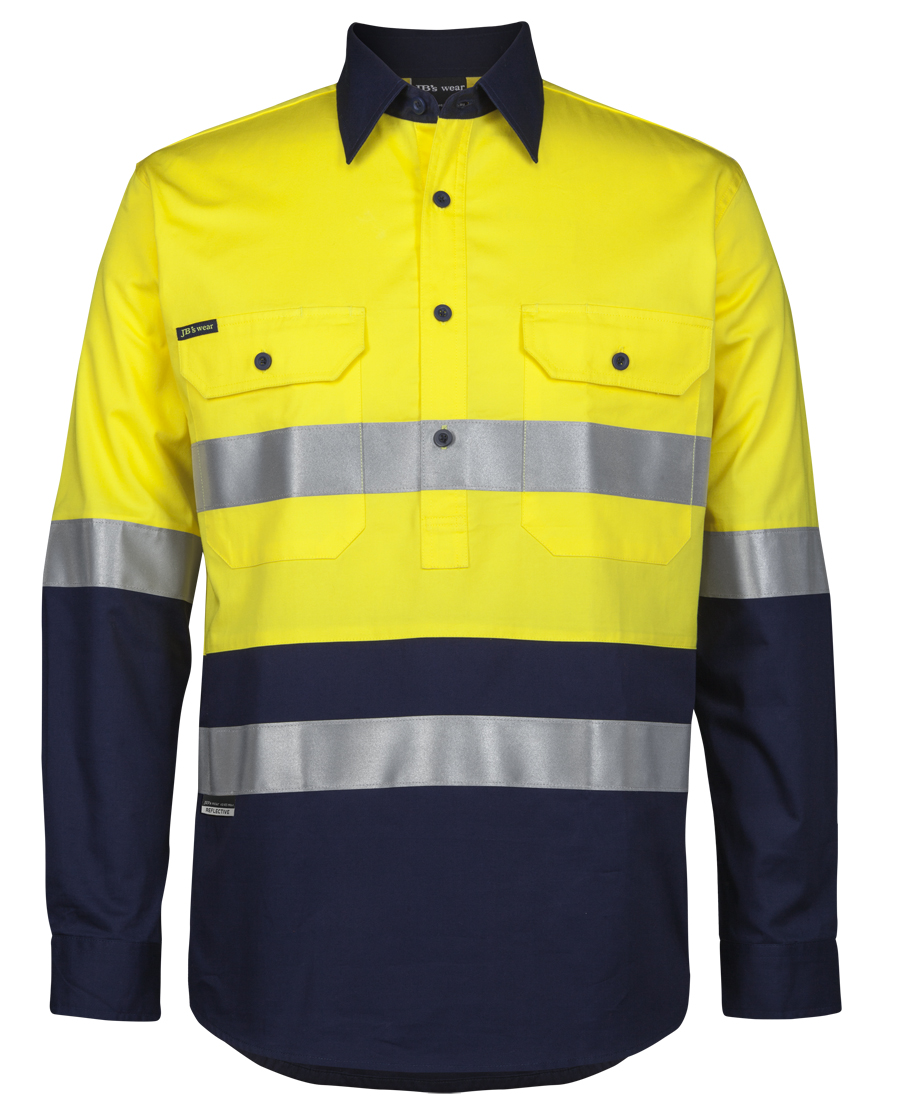 6HWCS JB's Hi Vis (D+N) Close Front LS 150G Work Shirt - Image 3